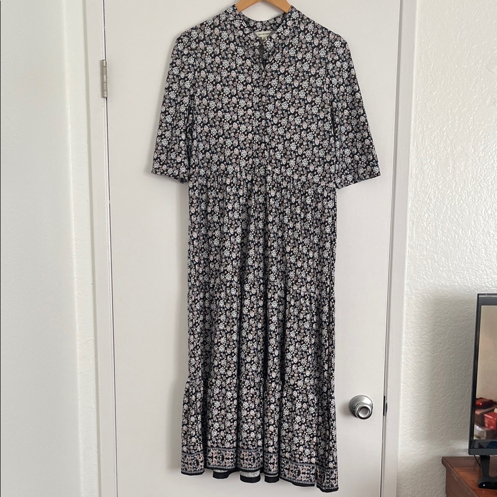 Max Studio Black and White Floral Midi Dress